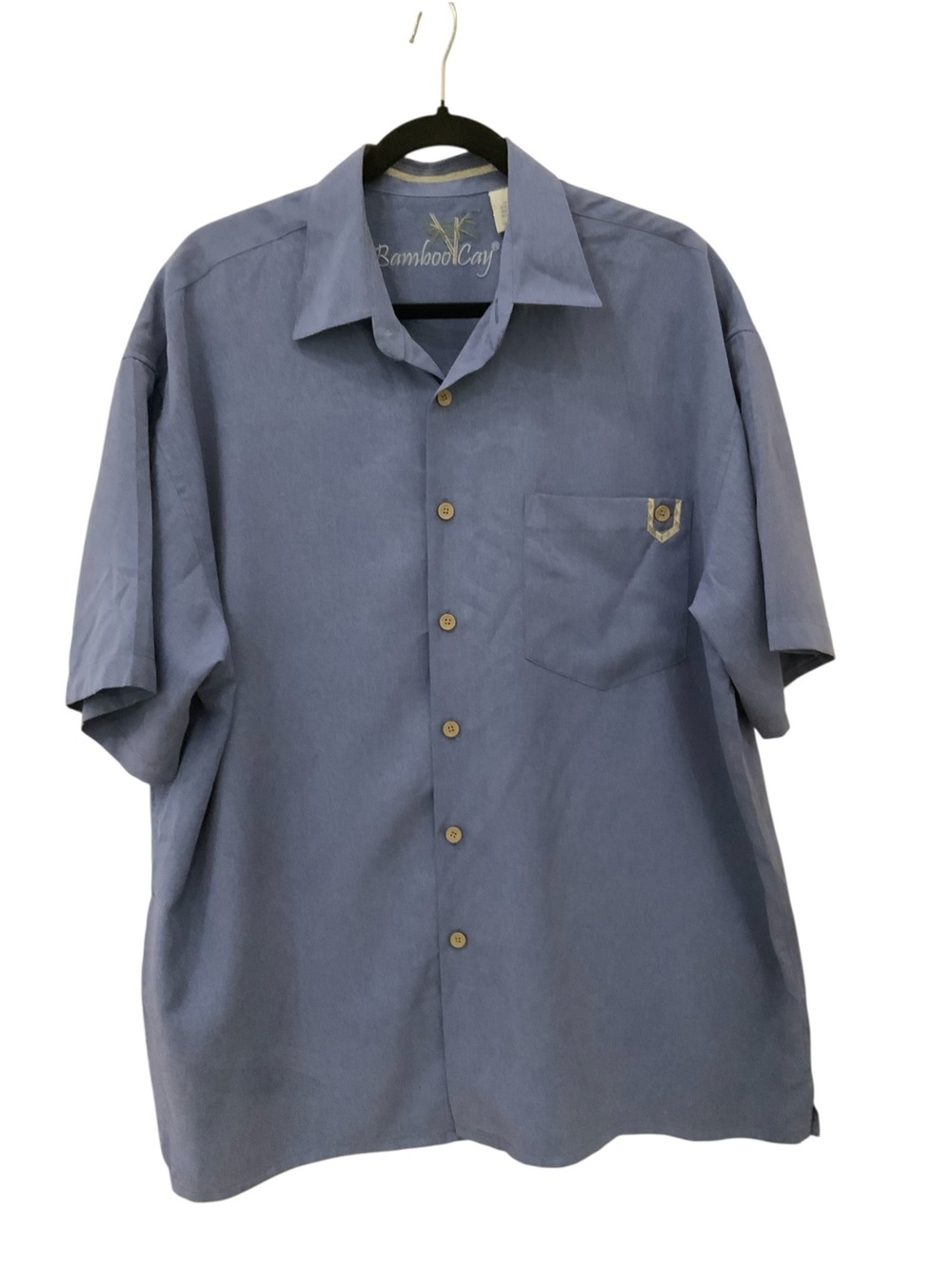 Vintage BAMBOO Men's Short-Sleeve Button-Down Shirt - Dusty Blue